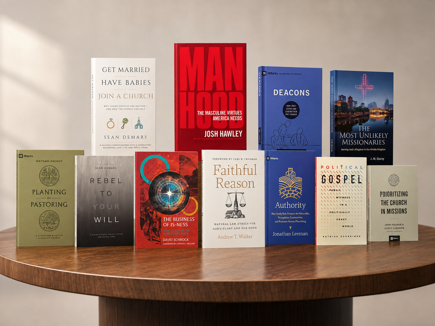 The Reformark bundle books photographed together on a wooden table